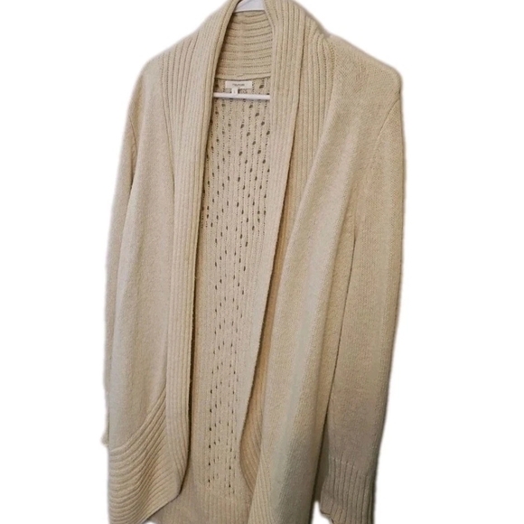 Maurices L Cream Open Front Cardigan Sweater Knit Cottage Retro Y2k Boho - Picture 5 of 14